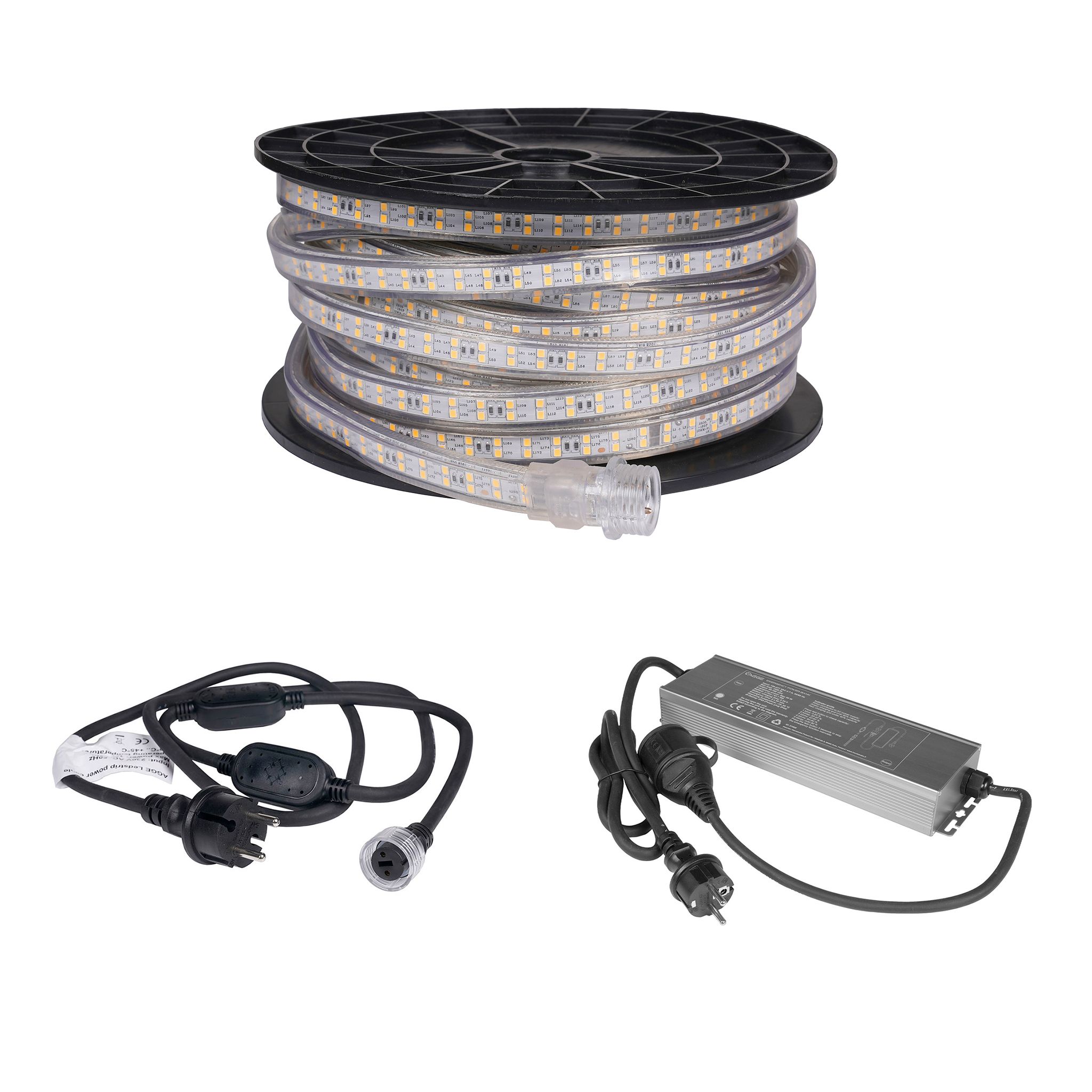 LED-list / Arbetsbelysning AGGE 230V - 1500 lm/m, 20 m, 1 st + Nätsladd + Powerbank