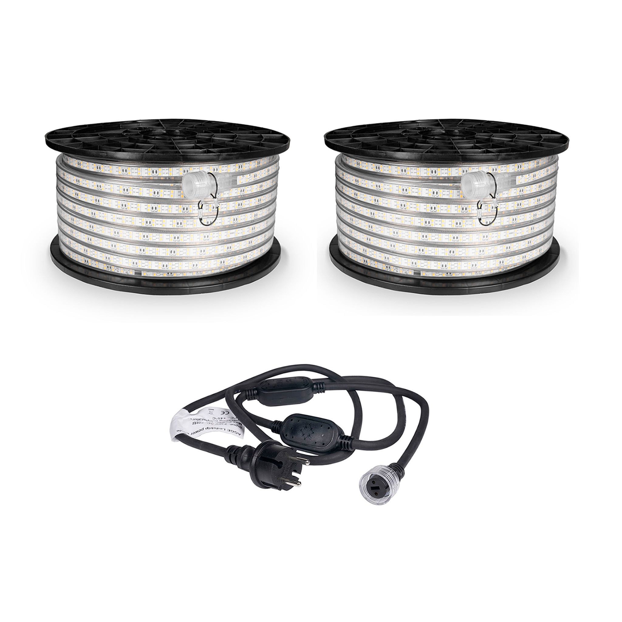 LED-list / Arbetsbelysning AGGE 230V - 1500 lm/m, 50 m, 2 st + Nätsladd (100 m)