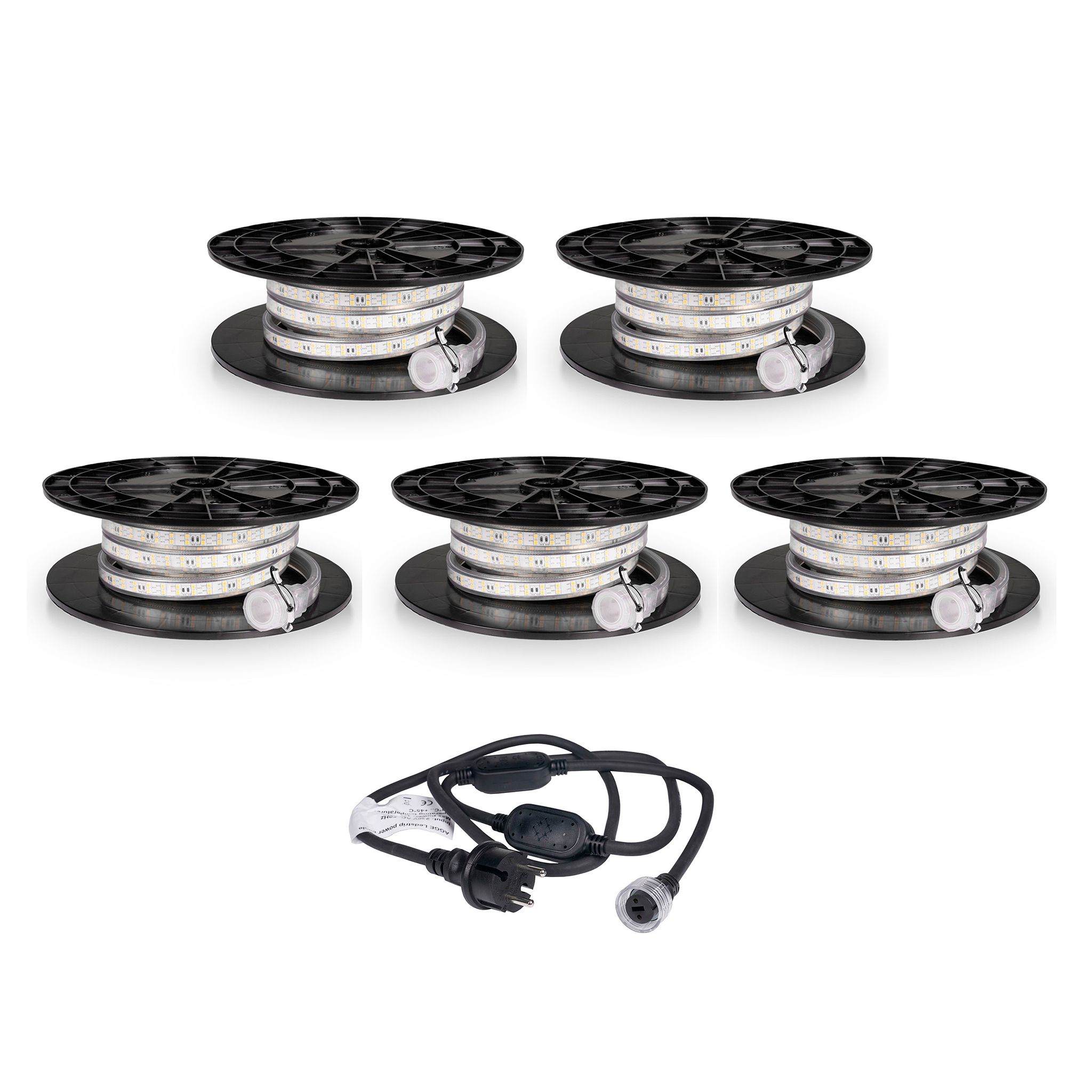 LED-list / Arbetsbelysning AGGE 230V - 1500 lm/m, 5 m, 5 st + Nätsladd (25 m)