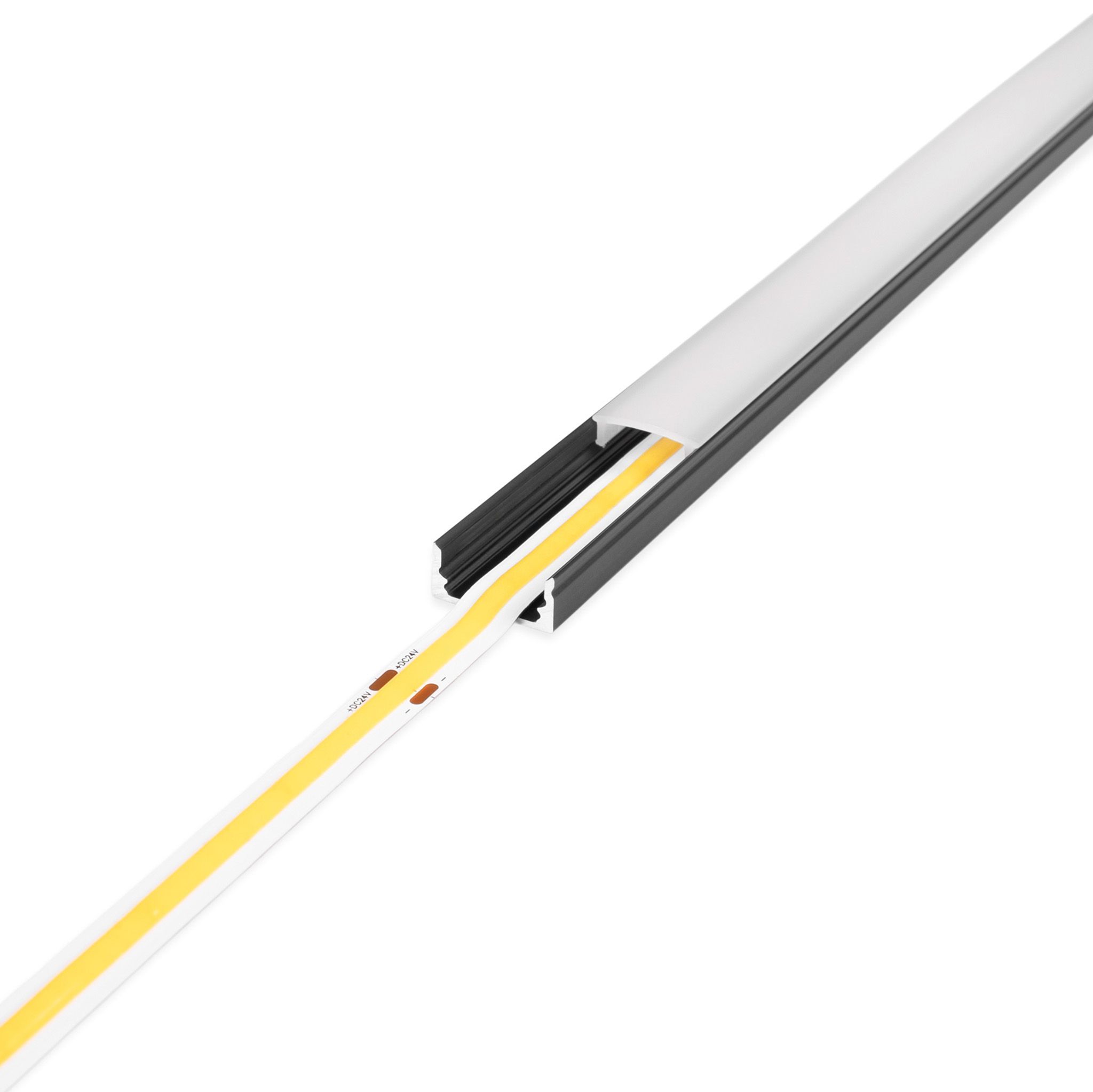 Aluminiumprofil för LED-list AGGE Surface, ytmonterad, 100 cm, Svart