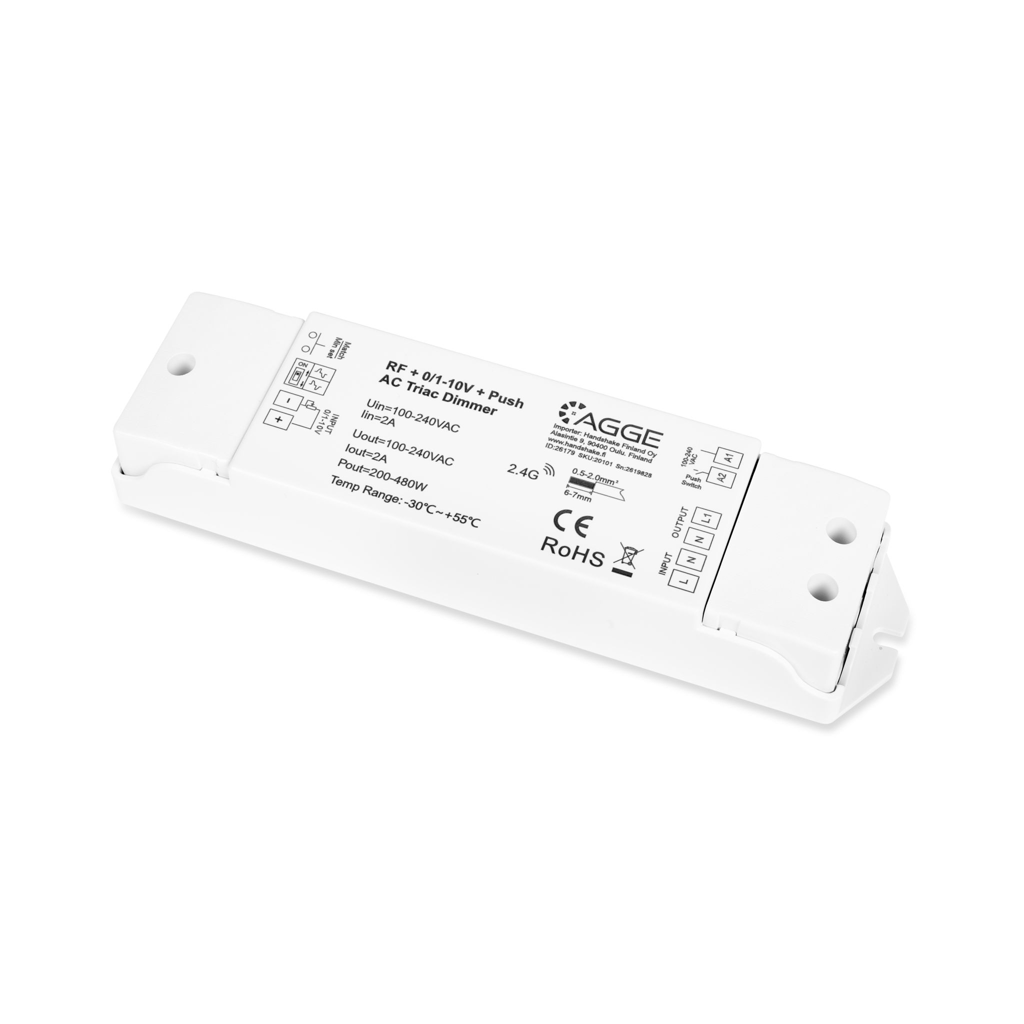 Drivdon AGGE Push AC Triac Dimmer, RF 2.4 GHz