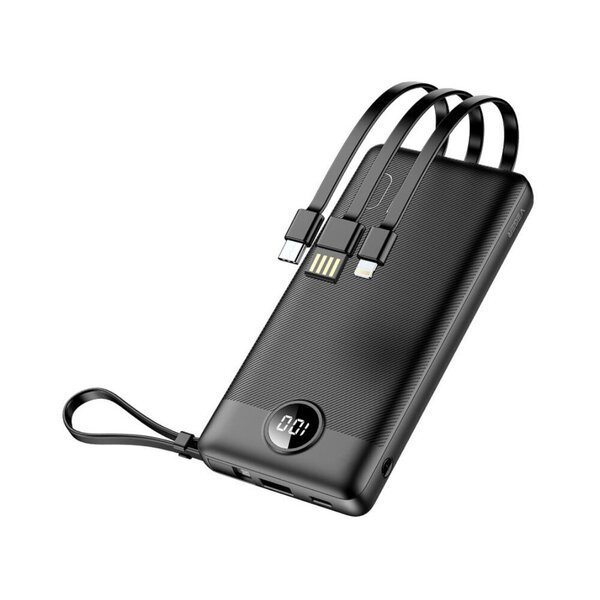 Akkupankin VEGER C10 (10 000 mAh) Micro USB+Type C+Lightning 8-pin kanssa– Musta