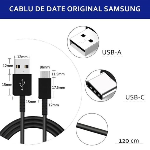 Alkuperäinen Samsung EP-DG950CBE Type C -datakaapeli Galaxy S8:lle, Note 7, musta