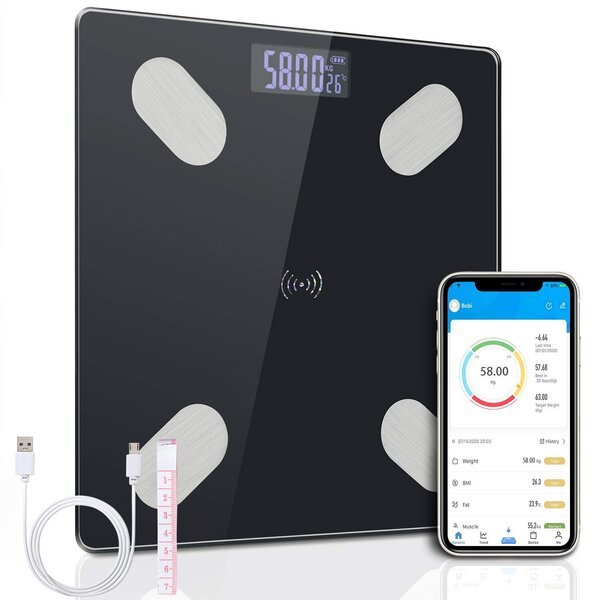 Älykäs kylpyhuonevaaka Bluetoothilla, Lasi