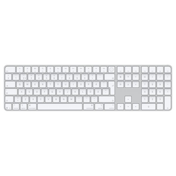 Apple Magic Keyboard with Touch ID and Numeric Keypad for Mac models with Apple silicon (USB–C) - Swedish - White Keys MXK73S/A
