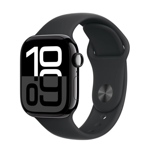 APPLE Watch Series 10 GPS 42mm Onyksi Alumiinikuori ja Musta Urheiluranneke - S/M