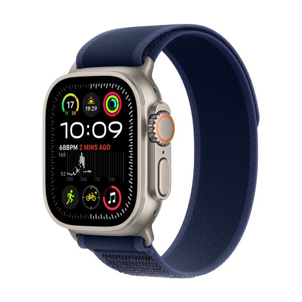 Apple Watch Ultra 2 GPS + Cellular 49mm Natural Titanium Case with Blue Trail Loop - M/L MX4L3UL/A