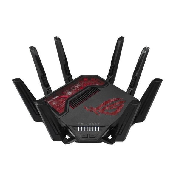 ASUS ROG Rapture GT-BE19000 kolmoiskaistainen Multi-Gigabit Ethernet Wi-Fi 7 -reititin, musta/punainen