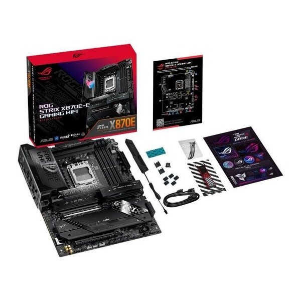 ASUS ROG Strix X870E-E Gaming WiFi ATX-emolevy AM5, AMD X870E, DDR5, Wi-Fi 7, Bluetooth 5.4, 192GB, 5xM.2, 4xSATA, 7.1 Surround, UEFI, USB 3.2×13