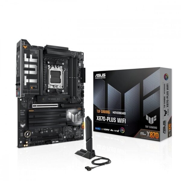 ASUS TUF GAMING X870-PLUS WIFI emolevy, AMD X870, AM5 Socket, ATX, Windows 11 tuki, Wi-Fi- ja Bluetooth-yhteydet, 192GB max muisti, PCIe 4.0 x16, DDR5-tuki, 36 kuukauden takuu