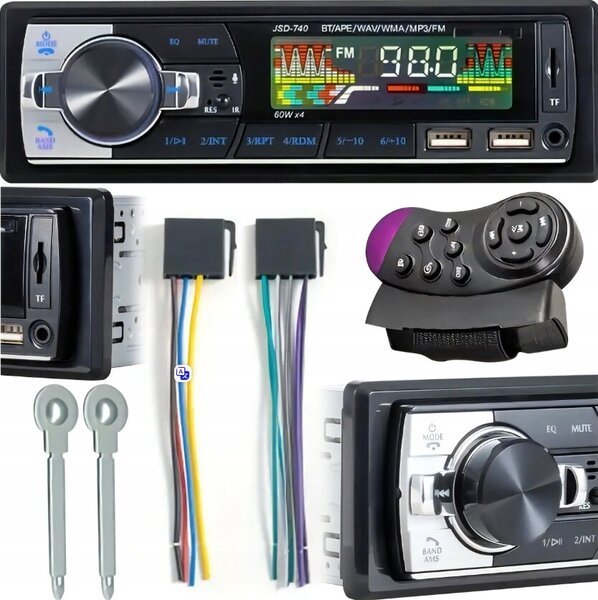 Autosoitin kaukosäätimellä 1-DIN Bluetooth 4 x 60W