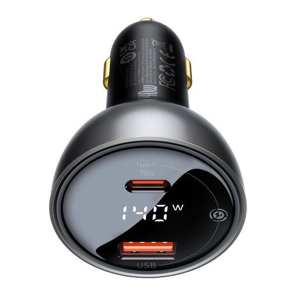 Baseus Autolaturi Baseus Superme, USB, USB-C, 140W (musta)