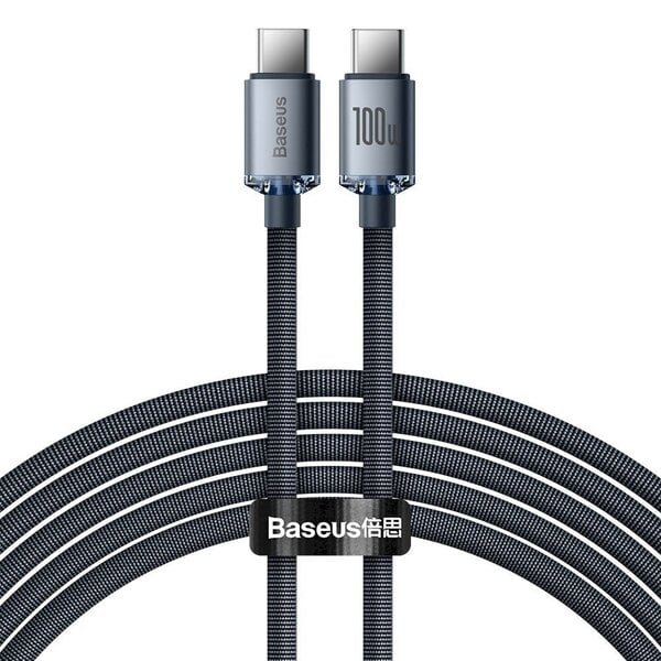 Nopea lataus- ja tiedonsiirtokaapeli USB-C 100W, 2m musta