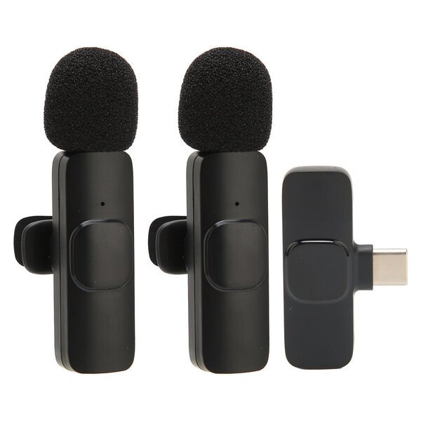 Bluetooth-kanne Belaidis„Lavalier“ mikrofoni “One Tows Two” „Plug and Play“ häiriöitä vähentävä mini-mikrofoni suoraan transliointiin, K9 Type C -microfoni suoraan transliointiin, Plug and Play -microfoni suoraan transliointiin.