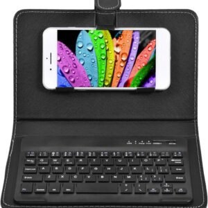 Ciciglow langaton näppäimistö, universaali langaton kannettava ohut bluetooth-näppäimistön suojakotelo jalustalla, bluetooth-näppäimistökotelo ios/android-puhelimille windows, musta