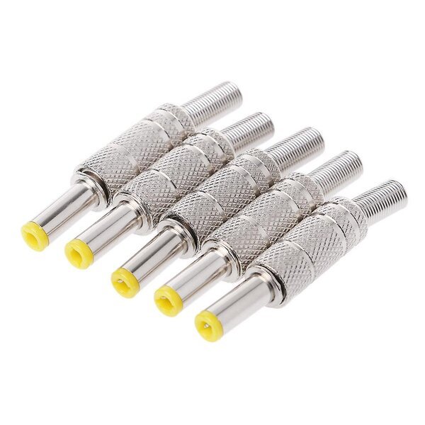 DC-liitin 5,5x2,1 mm, keltainen/hopea, 5 kpl