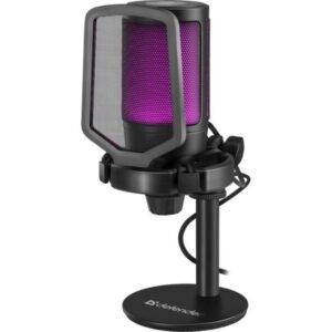 Suoratoistomikrofoni RGB-valaistuksella Defender, musta