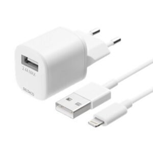 Deltaco USB-AC181, USB-A, 2,4 A, 1 m USB-A Lightning-kaapeli