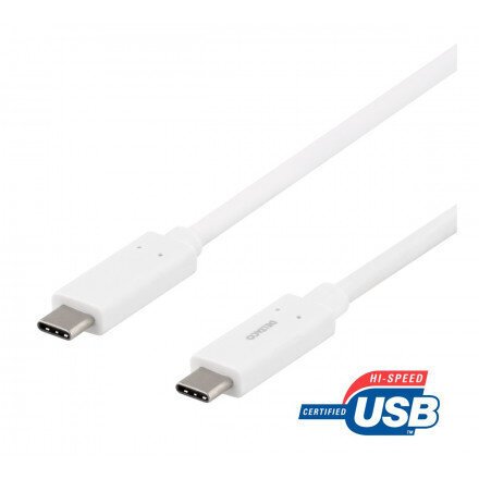 Deltaco USBC - 1126M, USB C, 0.5 m, valkoinen