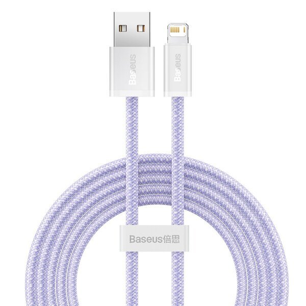 Dynaaminen pohjakaapeli USB Lightningiin, 2,4A, 2m (violetti)