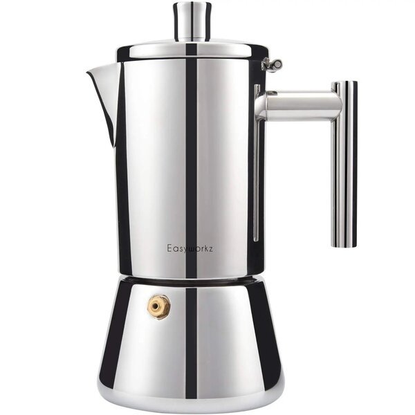 Easyworkz Diego Liesituuletin Espresso Keitin– Ruostumaton Teräs Italialainen Moka-Pannu, 4-Kupin Kapasiteetti (6.8 oz) - 200ml 1