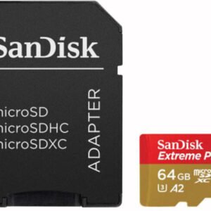 Sandisk-muistikortin microSDXC 64 Gt Extreme Plus + -sovittimen kanssa