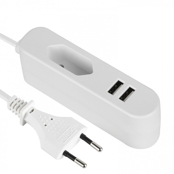 ELECTRALINE 70047 MATKASOVITIN UNIVERSAL 1P 2USB 2.4A 1.5M.