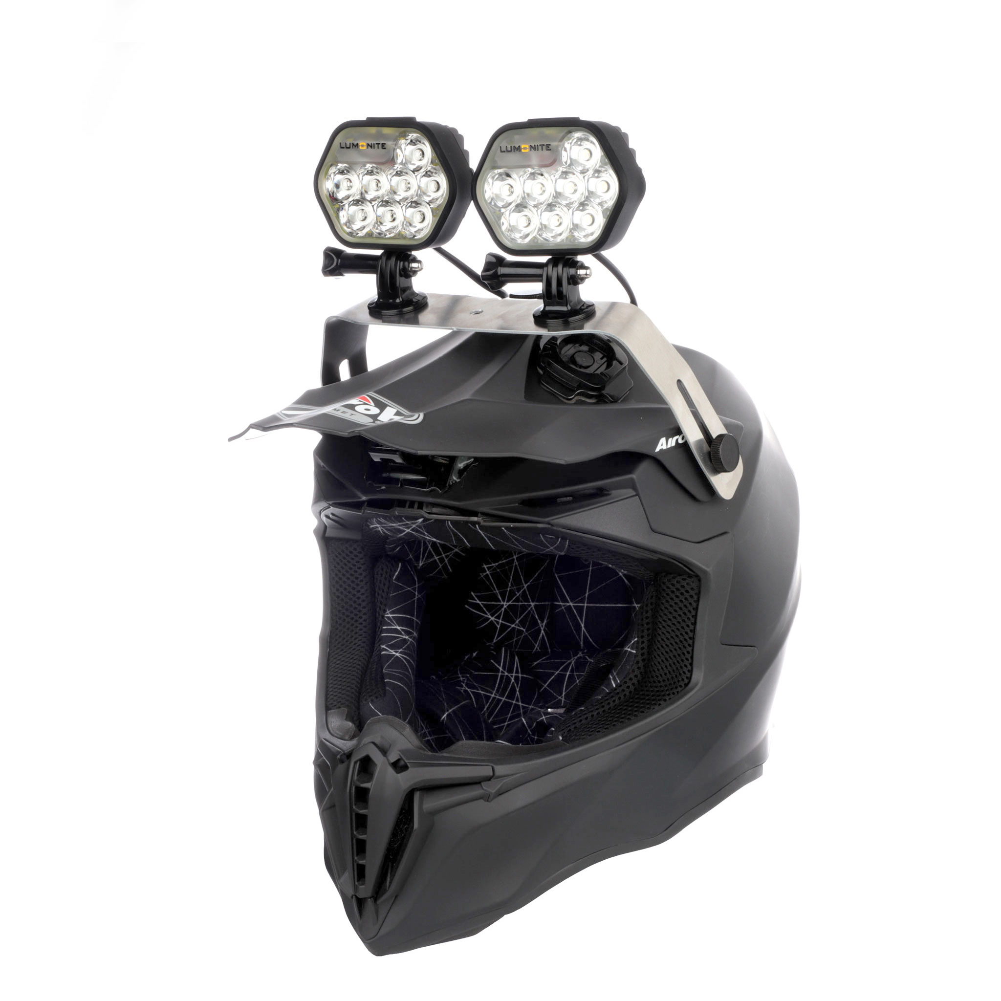 Enduro Hjälmpaket LUMONITE Leader - 6838 lm / Laddbar, 2 x Lampa&batteri + hjälmfäste (13676 lm)