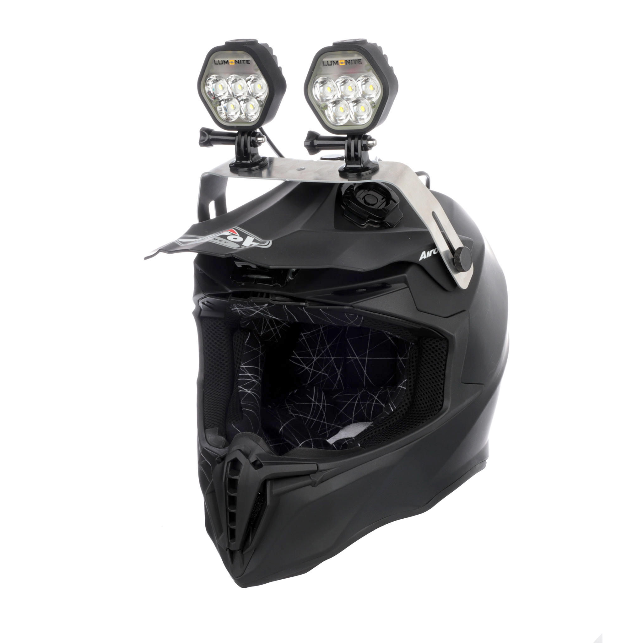 Enduro Hjälmpaket LUMONITE Navigator2 - 4195 lm / Laddbar, 2 x Lampa&batteri + hjälmfäste (8390 lm)