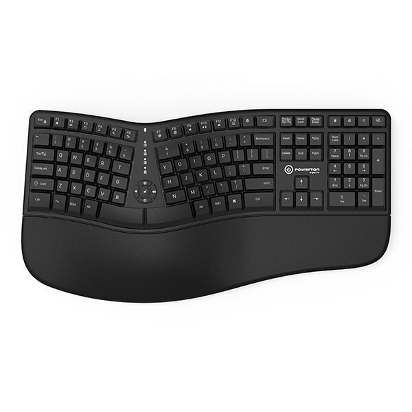 Ergonominen näppäimistö Powerton LANA, langallinen, musta