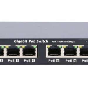 Extralink Kratos PoE-kytkin, 7x Gigabit PoE, 1x Uplink RJ45, 60W, musta