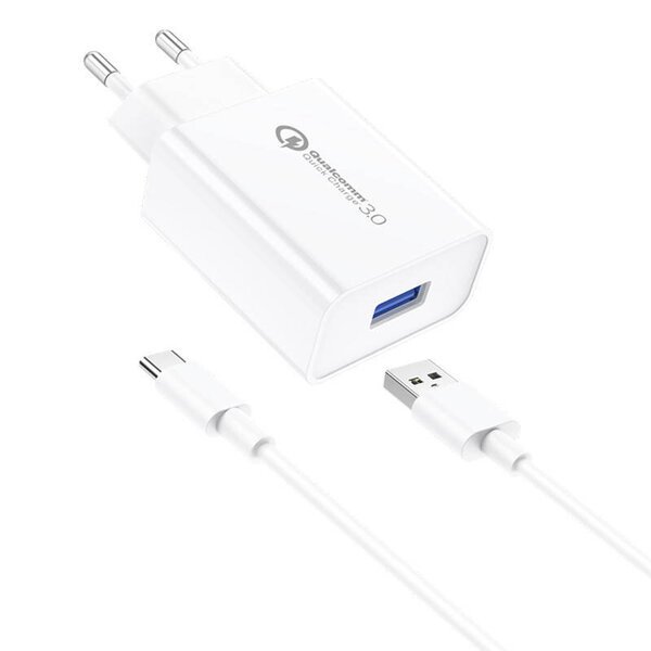 Foneng EU13 -seinälaturi + USB-USB-C-kaapeli, 3A (valkoinen)
