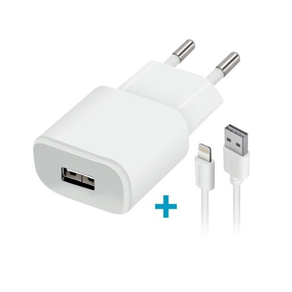 Forever TC-01 pakrovėjas 1x USB 2A baltas + Lightning laidas