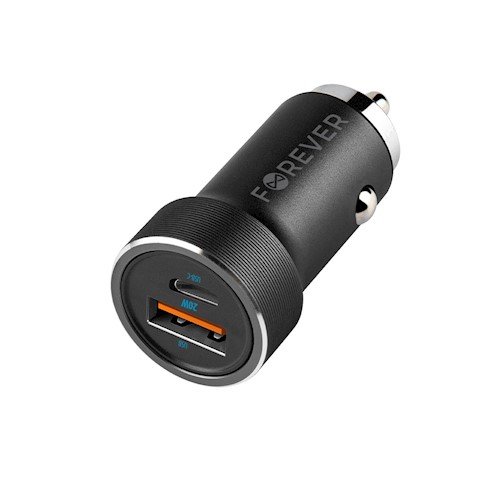 Forever CC-06 PD3.0 + QC3.0 autolaturi 1x USB-C 1 + USB A 20W
