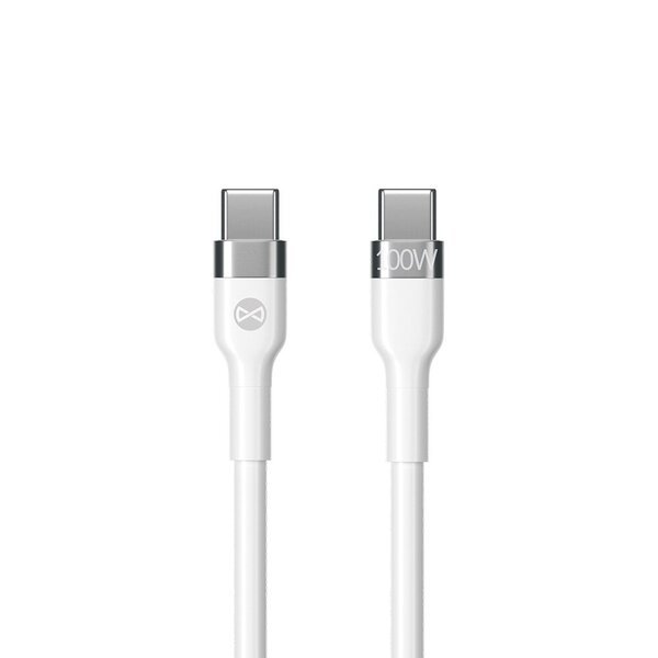 Forever Joustava kaapeli USB-C - USB-C 2,0 m 100W valkoinen