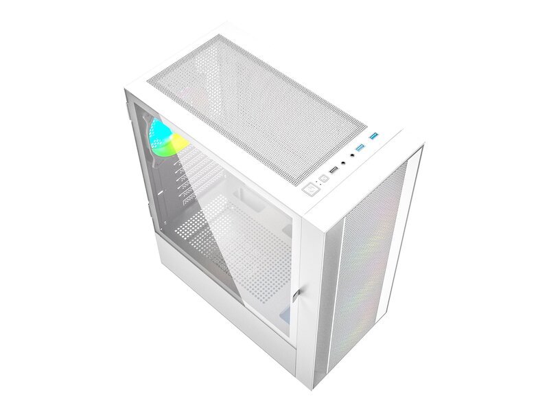 Gembird Fornax 4000W ARGB peli ATX tietokonekotelo Midi Tower taustavalo valkoinen
