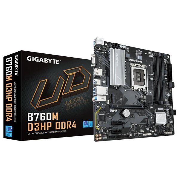 GIGABYTE B760M D3HP DDR4 emolevy, Intel B760 Express, LGA 1700, micro ATX, 128GB max muisti, M.2&SATA III tuki