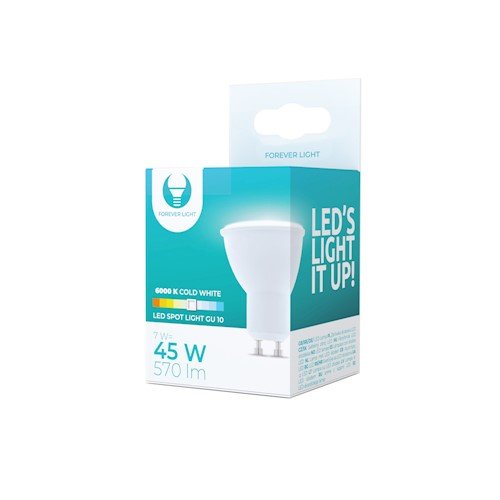 Forever Light LED Spottilamppu GU10 7W 230v 6000K 570lm kylmä valkoinen