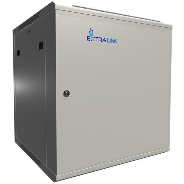 Harmaa seinäkaappi metallisilla ovilla 12U 600x600
