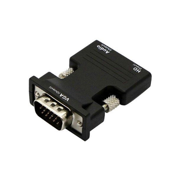 hdmi-vga-adapteri 3,5 mm audion kanssa, 1080p, musta