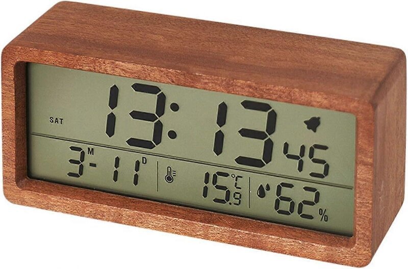 Herätyskello puinen LCD, taustavalaistuksella, väri 1