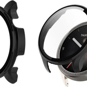 Homtern amazfit balance kotelo, kova pc-kotelo karkaistusta lasista valmistetulla näytönsuojalla, täysi suojaus, iskunkestävä, naarmuuntumaton näytönsuojakotelo, musta