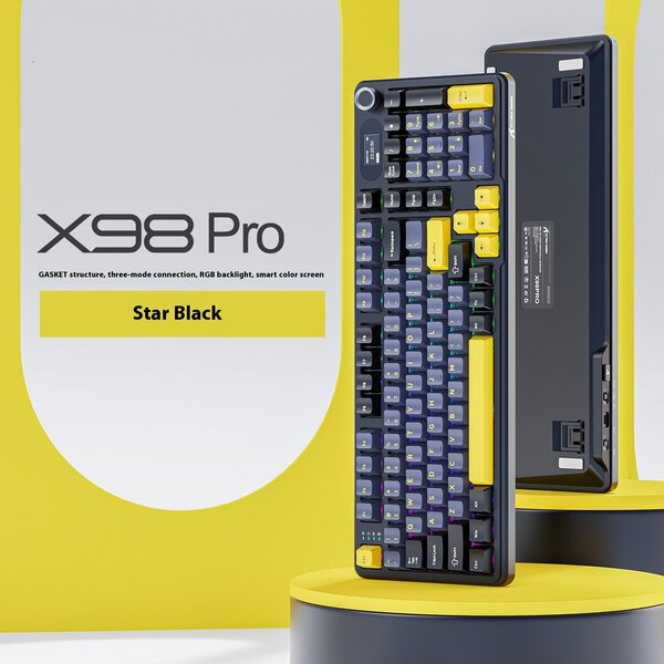 Attack Shark X98Pro 3. Gen RGB -näppäimistö | Langaton Bluetooth | Näyttö | Mukautettu pelimekaaninenTähti