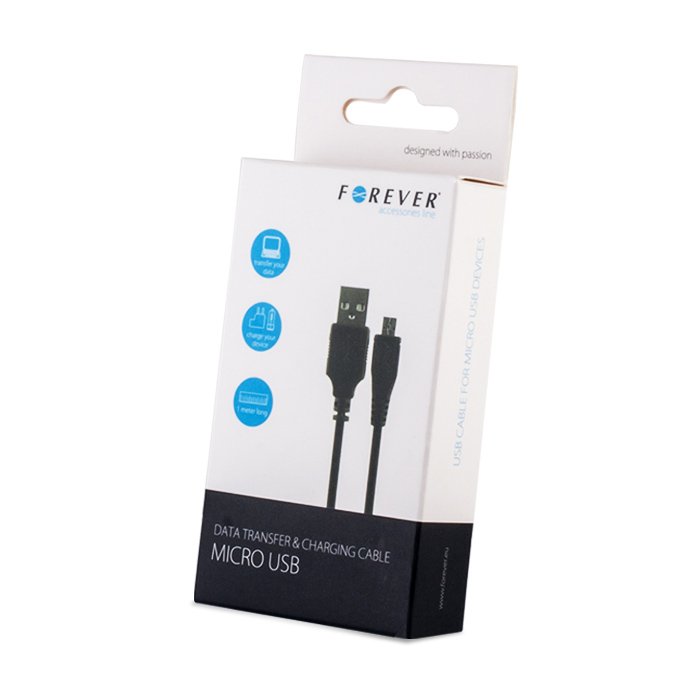 Forever Micro USB Kaapeli 1m Musta