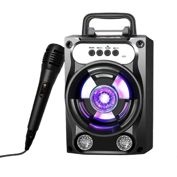 Kannettava bluetooth-kaiutin VINTAGE Wooden, musta
