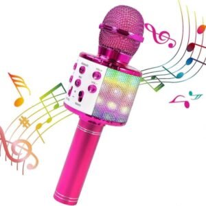 Karaoke-mikrofoni Bluetooth, vaaleanpunainen, 5 kpl
