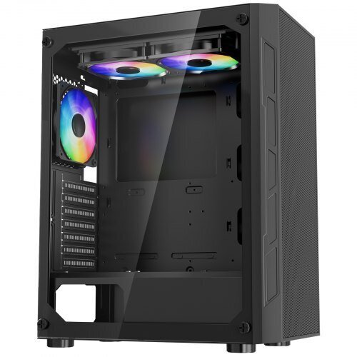 Keskitorninen ATX PC pelikotelo 3 x 120 mm ARGB tuulettimilla