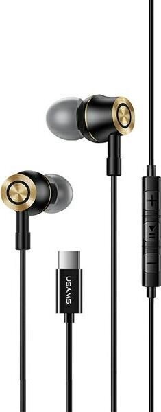 Kuulokkeet/handsfree-laite USAMS"Type-C"-liitännällä, musta, 120 cm