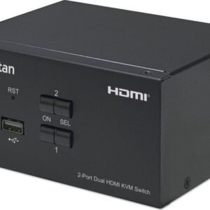 KVM-kytkin Manhattan HDMI/USB 2x1 Dual-Monitor Video 4K*30Hz 4K*30Hz