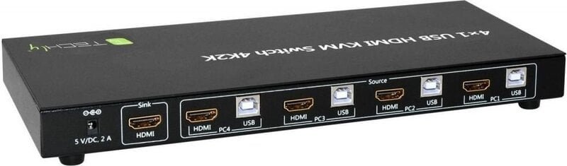 KVM-kytkin Techly HDMI/USB 4x1 4K * 60 Hzäänen kanssa